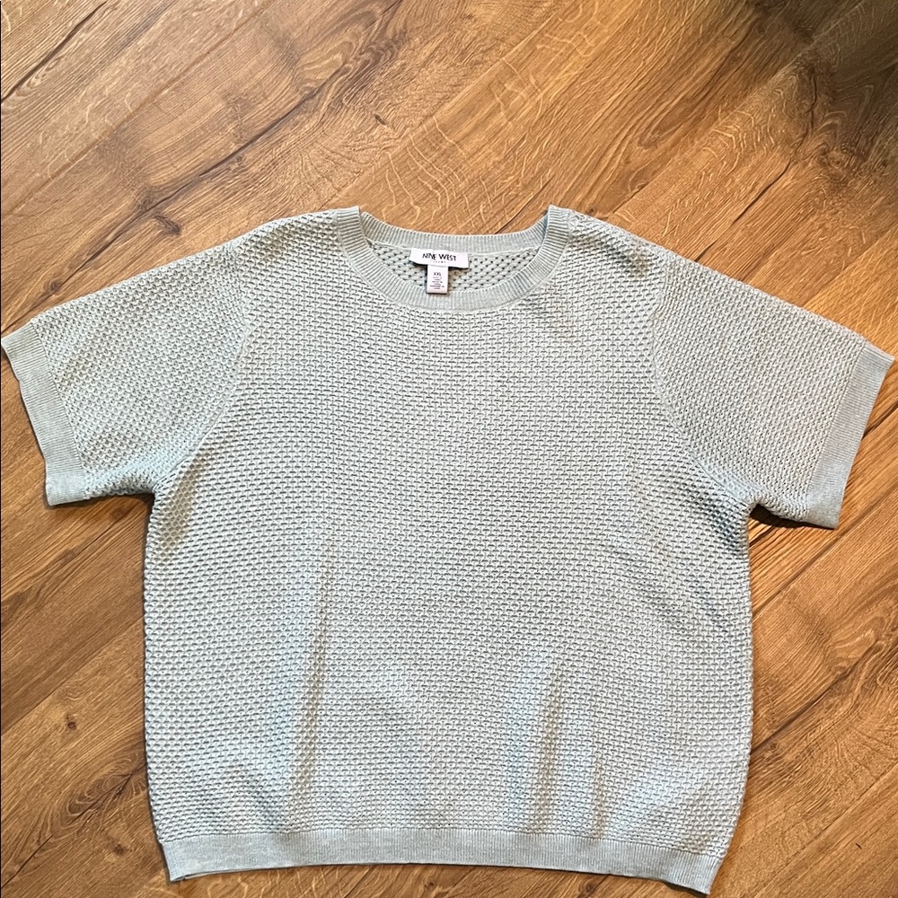 Nine West Light Gray Textured Knit Top